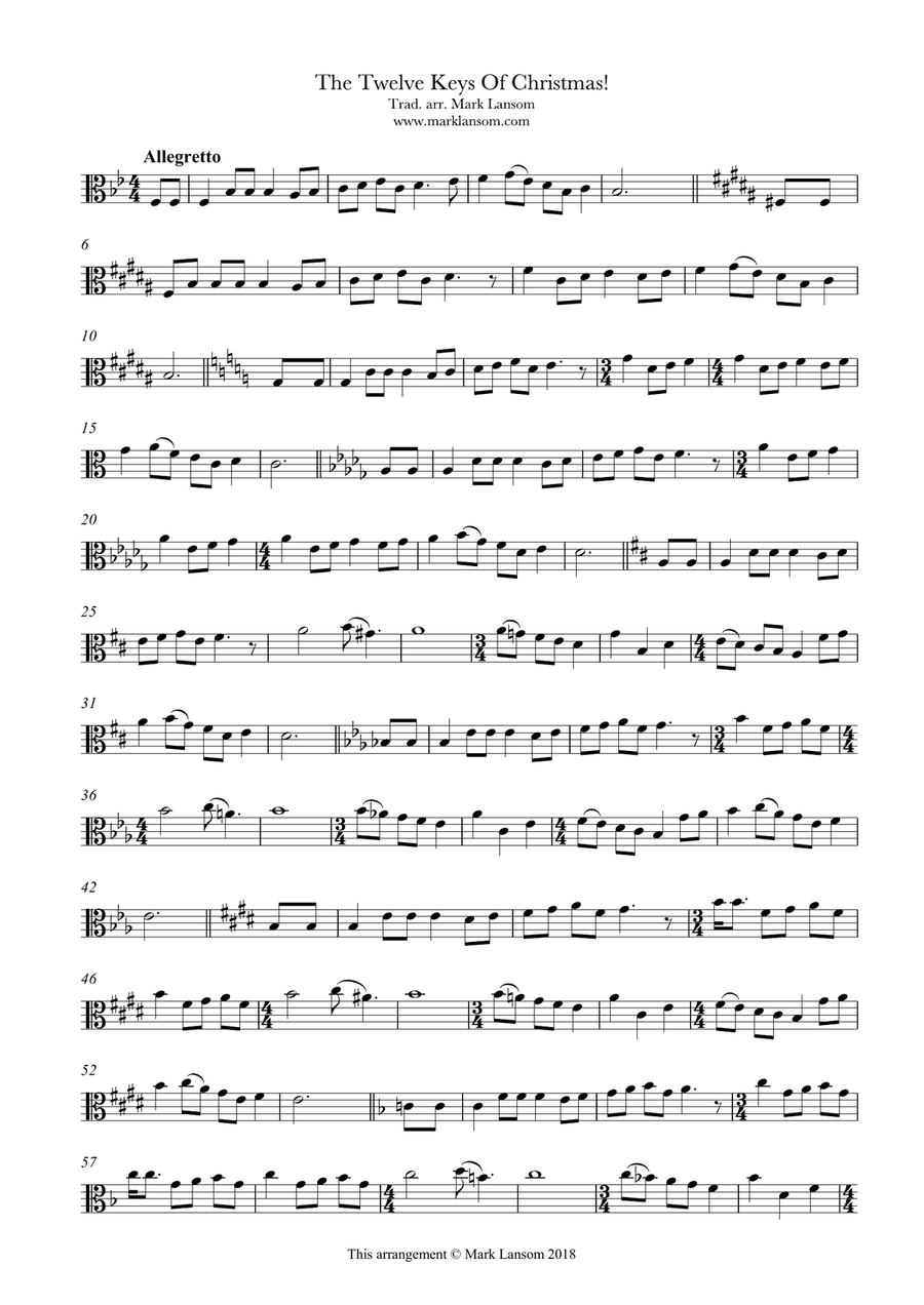The Twelve Keys of Christmas for viola (12 Days of Christmas) image number null