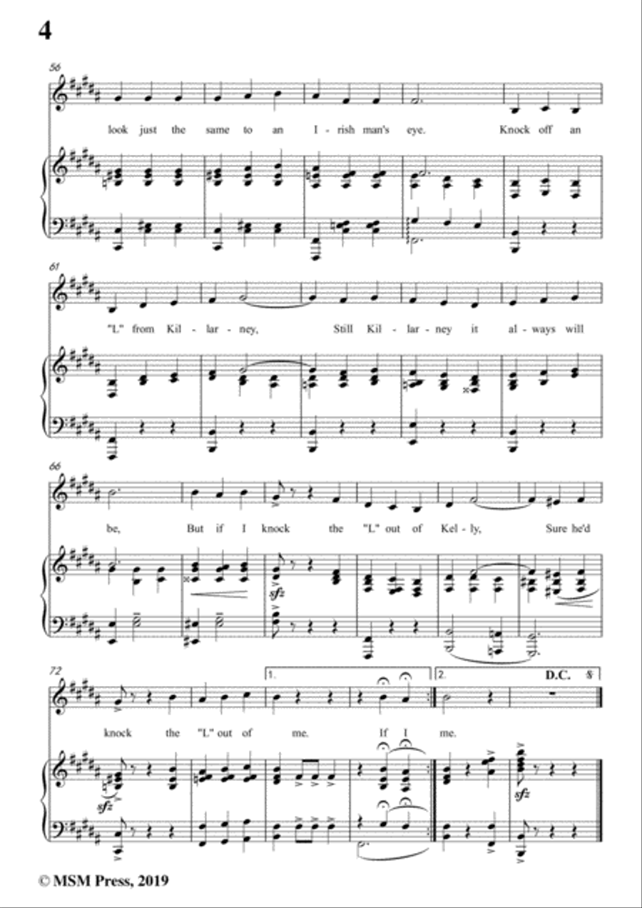 Bert Grant-If I Knock the 'L' Out of Kelly,in B Major,for Voice&Piano Voice scores gallery preview page 6