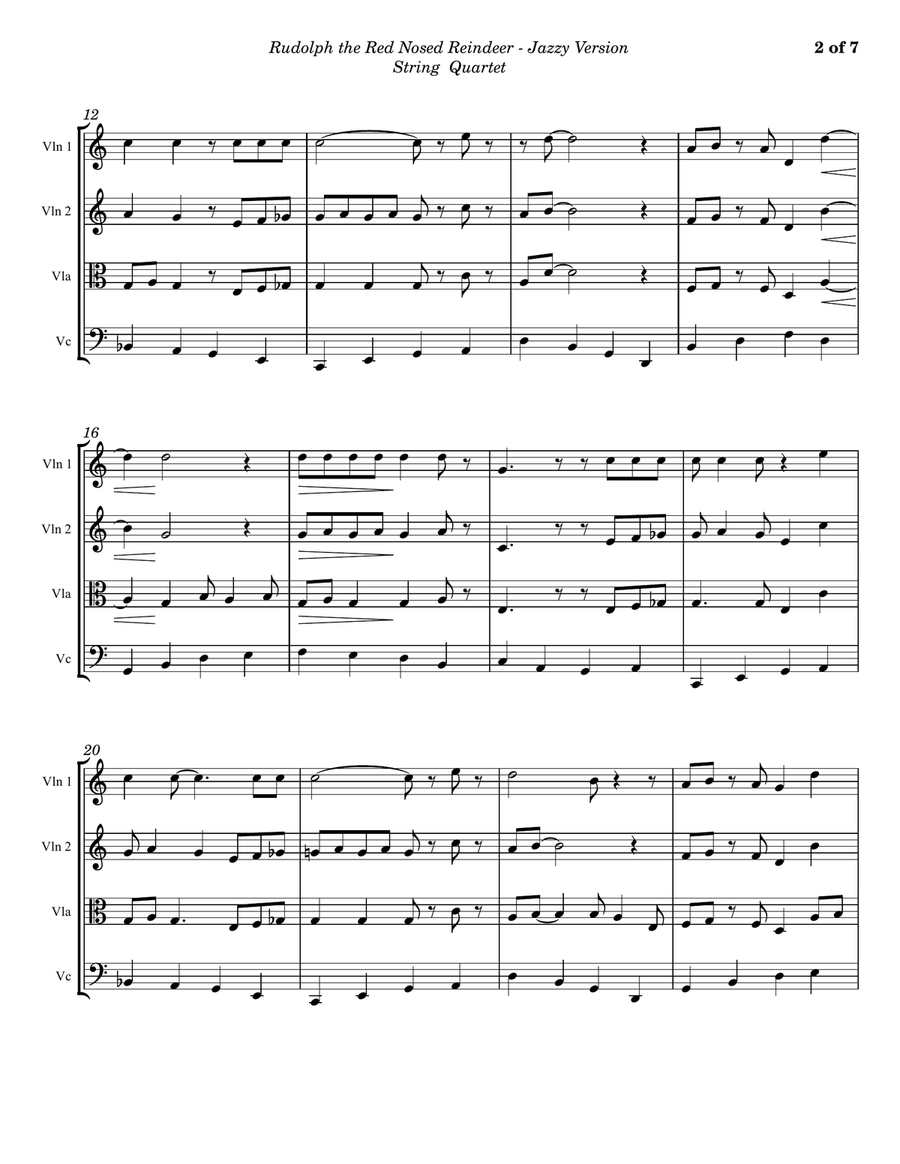 Rudolph The Red-nosed Reindeer String Quartet scores gallery preview page 2