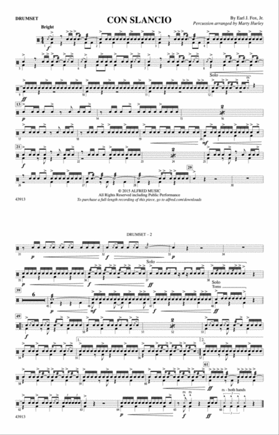 Con Slancio: Drums Marching Band scores gallery preview page 1