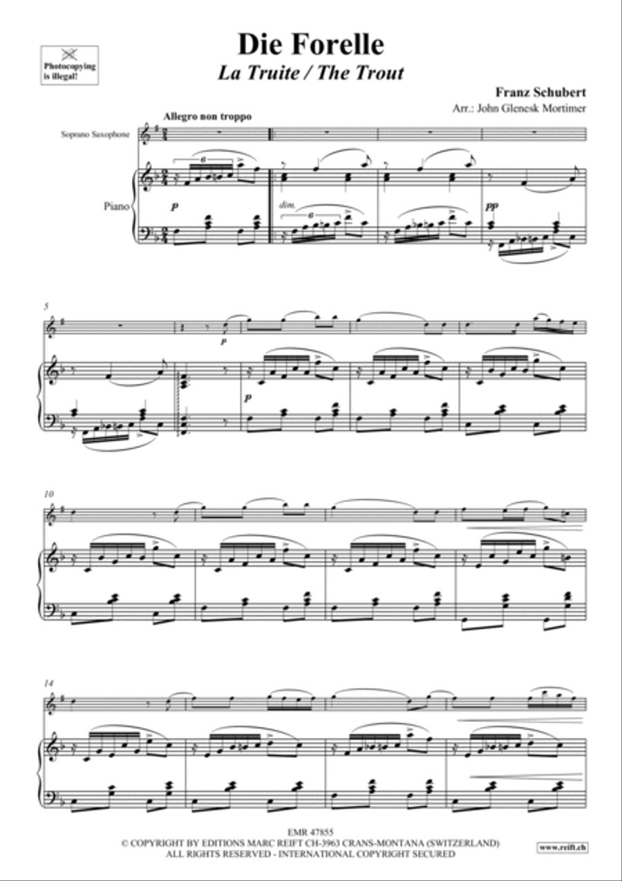 Die Forelle Soprano Saxophone scores gallery preview page 3