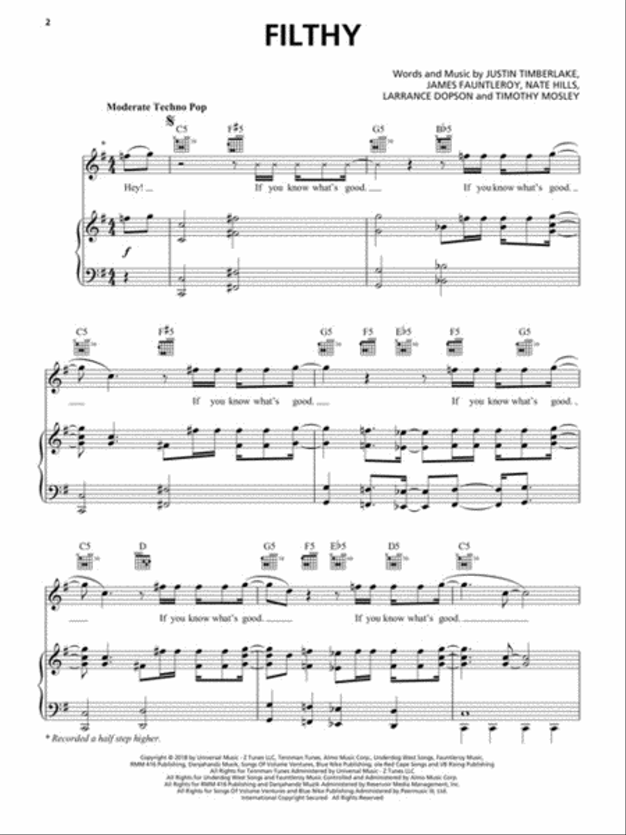 Justin Timberlake - Man of the Woods Piano, Vocal, Guitar scores gallery preview page 3