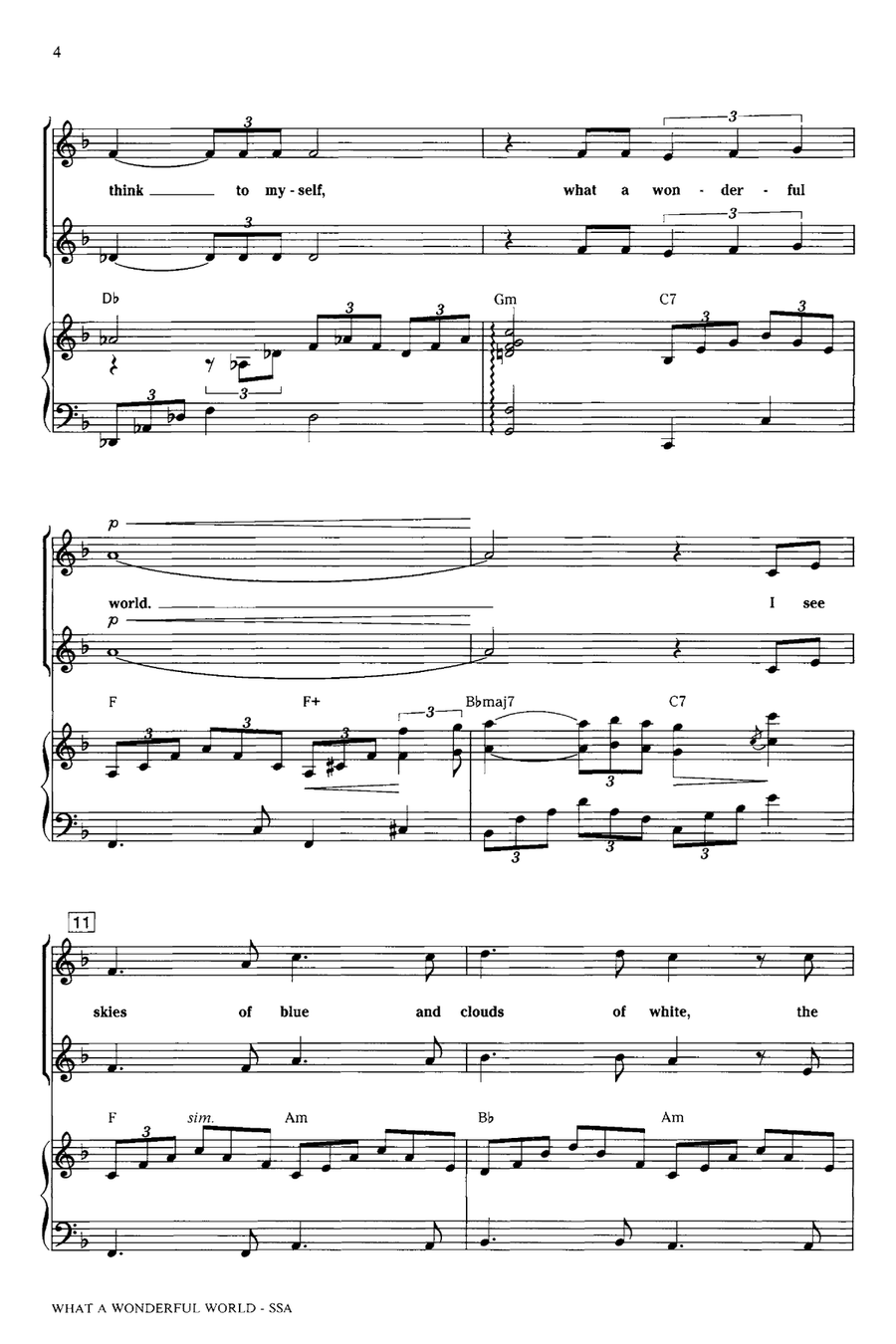 What A Wonderful World (arr. Mark Brymer) SSA scores gallery preview page 2