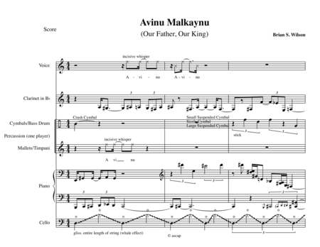 Avinu Malkaynu (score and parts)
