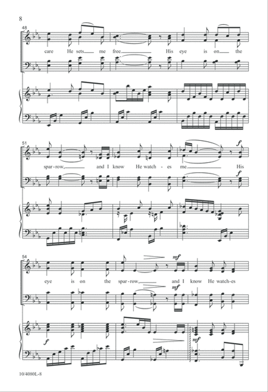His Eye Is on the Sparrow 4-Part scores gallery preview page 9
