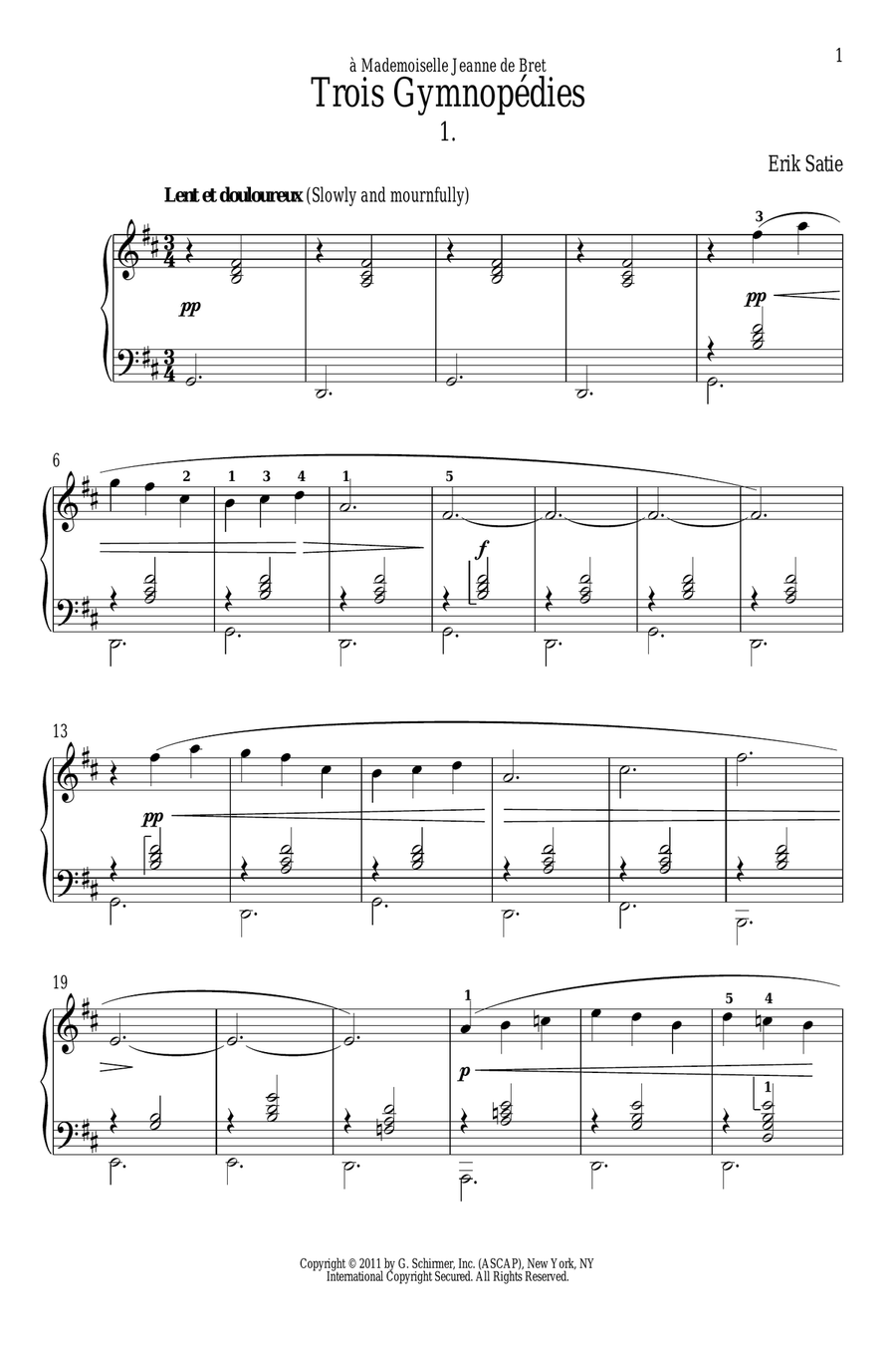 Gymnopedie No. 1 Gymnopedie No. 1 Piano Solo scores gallery preview page 1