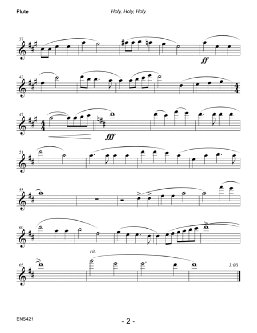 HOLY, HOLY, HOLY - Flute, Viola or Clarinet, Trombone & Cello (unaccompanied) Large Ensemble scores gallery preview page 6
