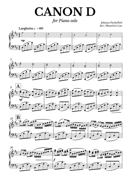 Canon in D for Piano solo image number null
