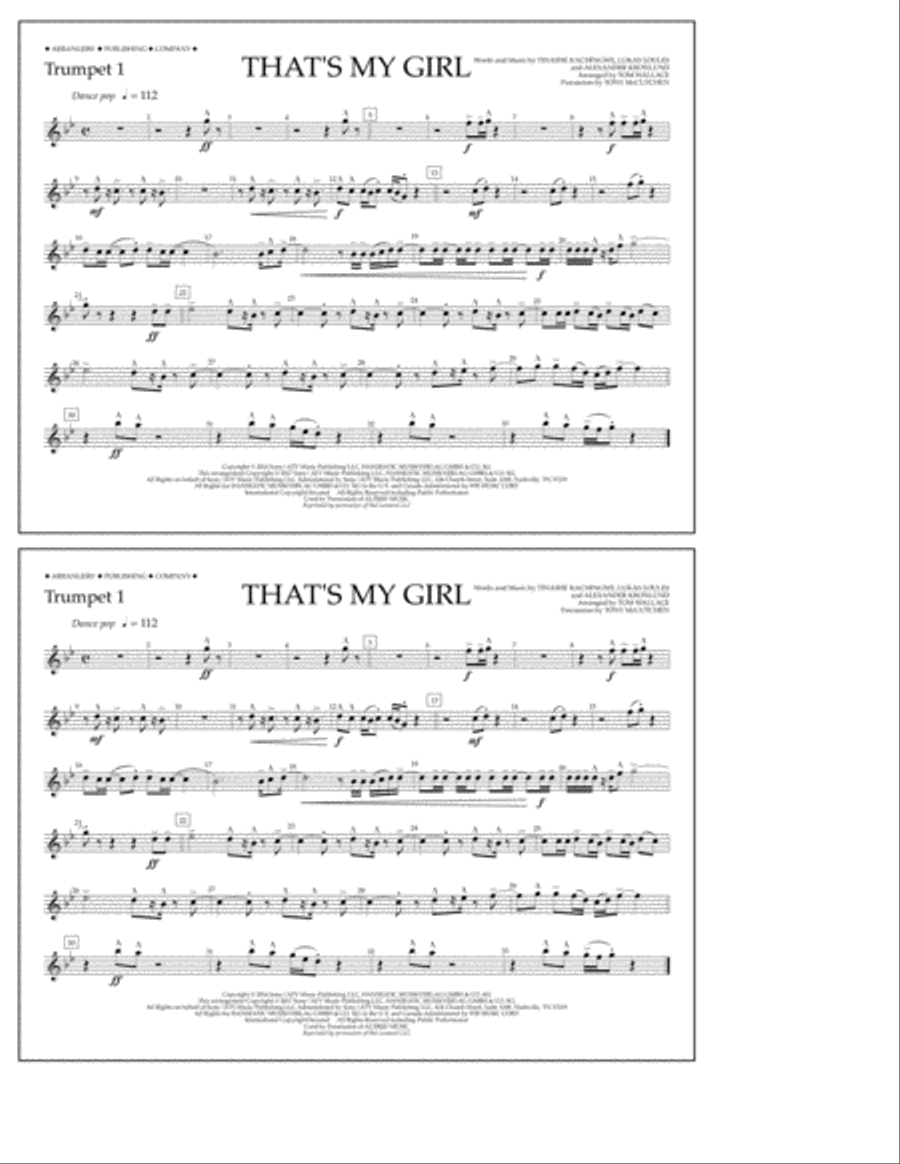 That's My Girl - Trumpet 1 Marching Band scores gallery preview page 1