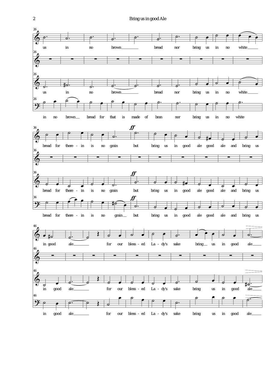 Bring us in good ale SSAB version (mixed voices) 4-Part scores gallery preview page 2
