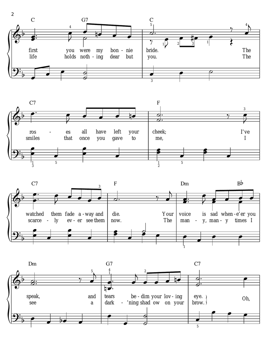I'll Take You Home Again, Kathleen Easy Piano scores gallery preview page 2