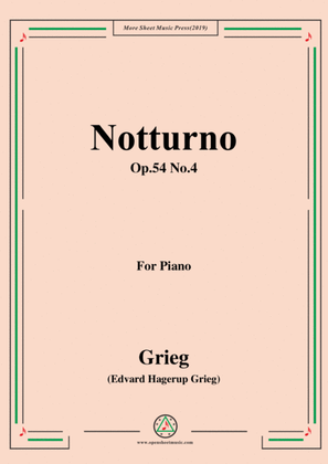 Book cover for Grieg-Notturno Op.54 No.4,for Piano