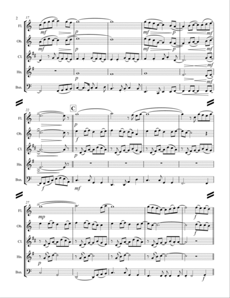 Here I Am To Worship Woodwind Quintet scores gallery preview page 3