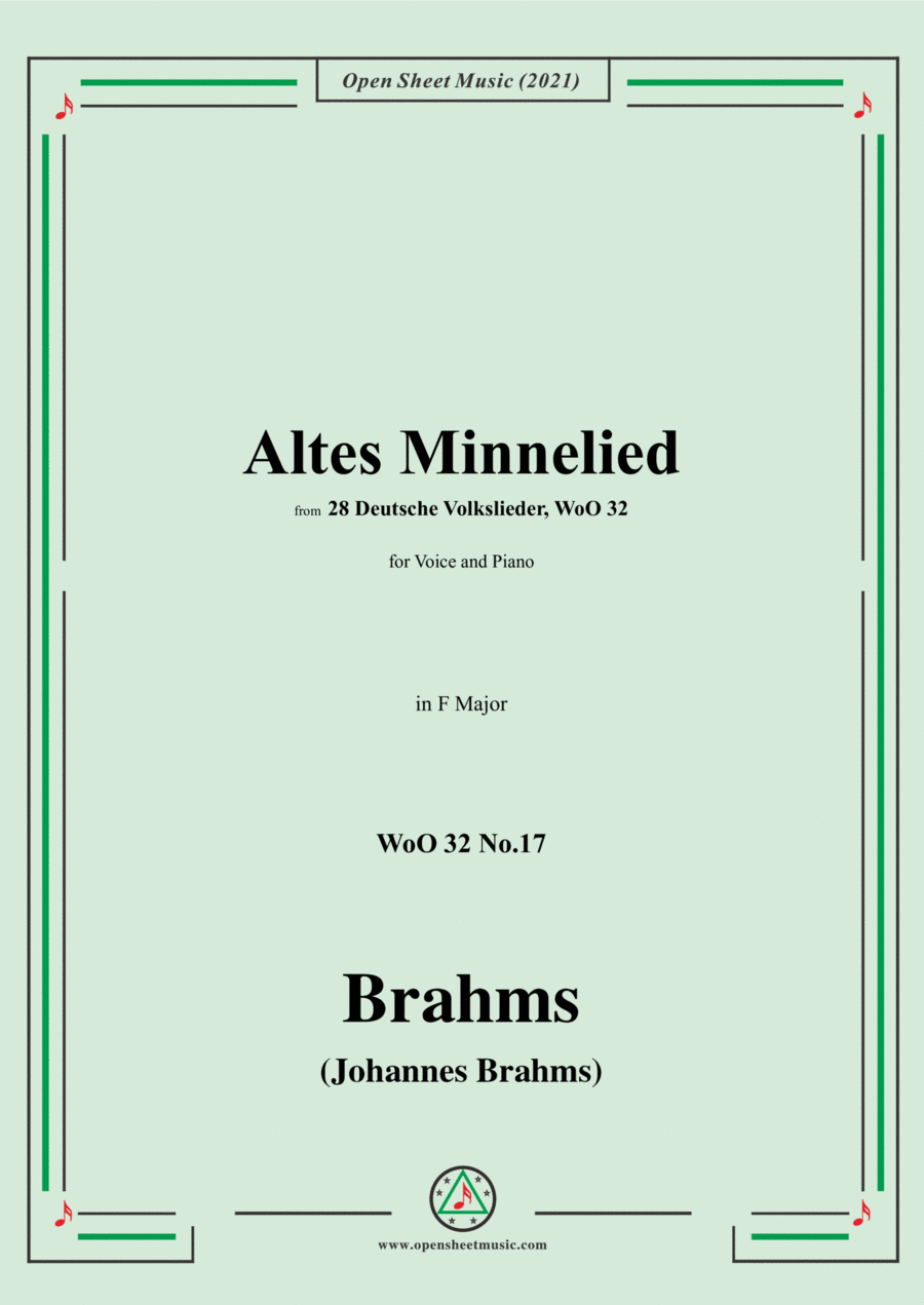 Brahms-Altes Minnelied (Ich fahr dahin,wenn es muss sein),WoO 32 No.17,from 28 Deutsche Volkslieder, Voice scores gallery preview page 1