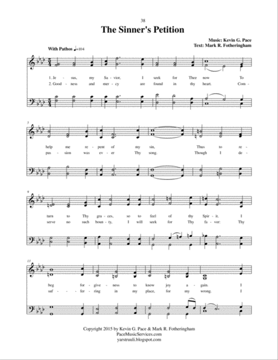 The Sinner's Petition - an original hymn 4-Part scores gallery preview page 2