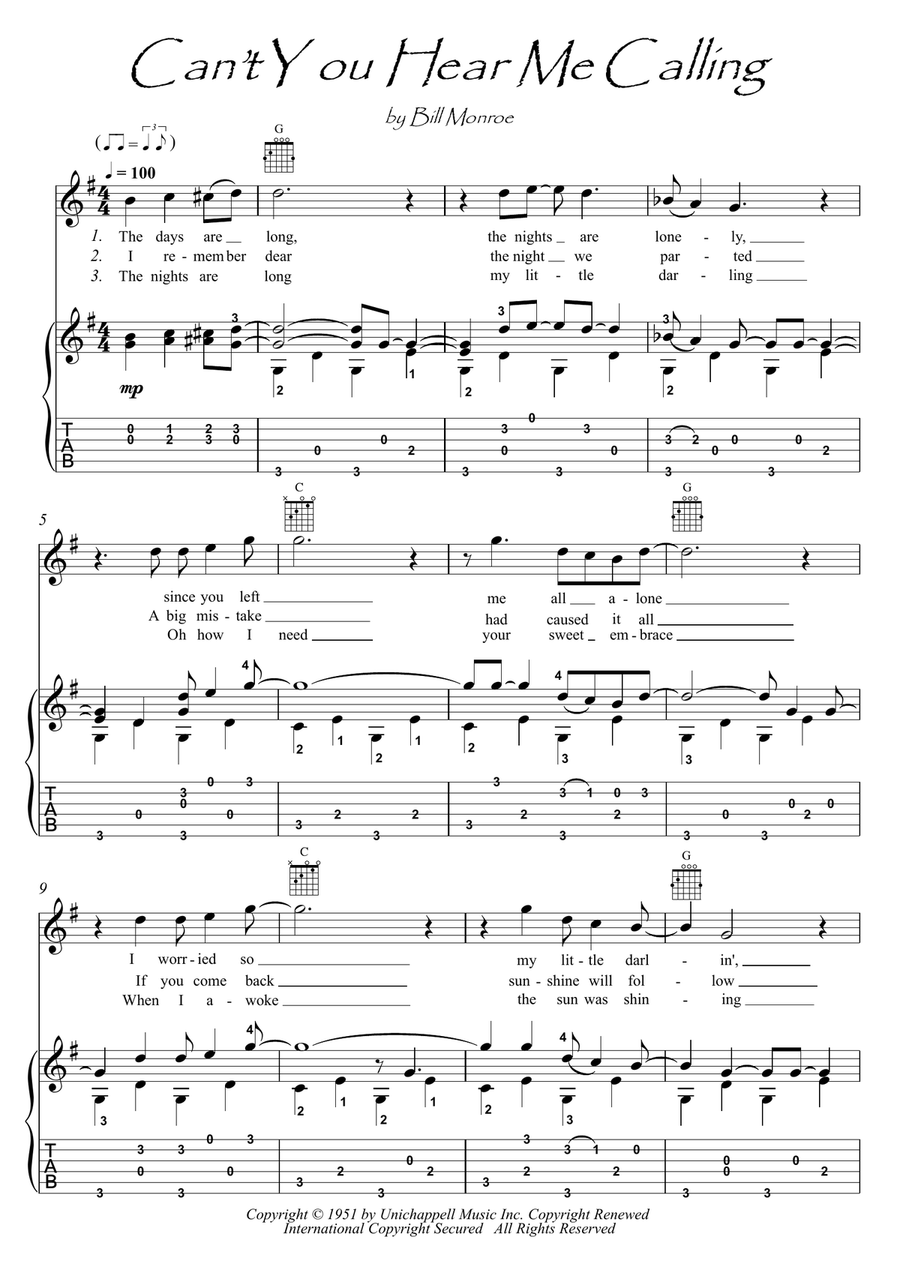 Can't You Hear Me Callin' Electric Guitar scores gallery preview page 1