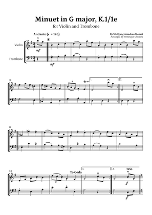 Book cover for Minuet in G major, K.1/1e (Violin and Trombone) - W. A. Mozart