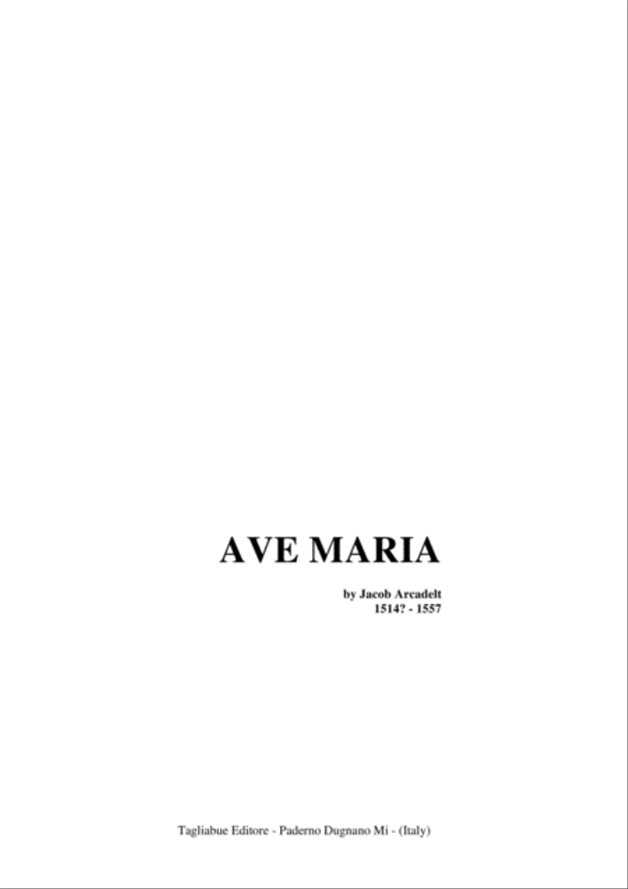 AVE MARIA - J. Arcadelt - For Organ Organ Solo scores gallery preview page 1