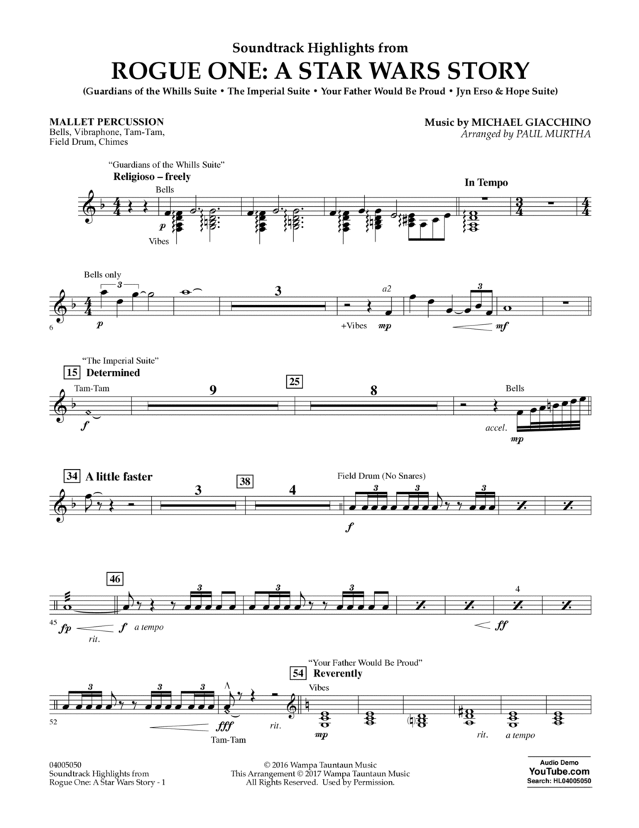 Rogue One: A Star Wars Story - Mallet Percussion Percussion scores gallery preview page 1