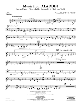Book cover for Music from Aladdin (arr. Johnnie Vinson) - Pt.3 - Bb Clarinet
