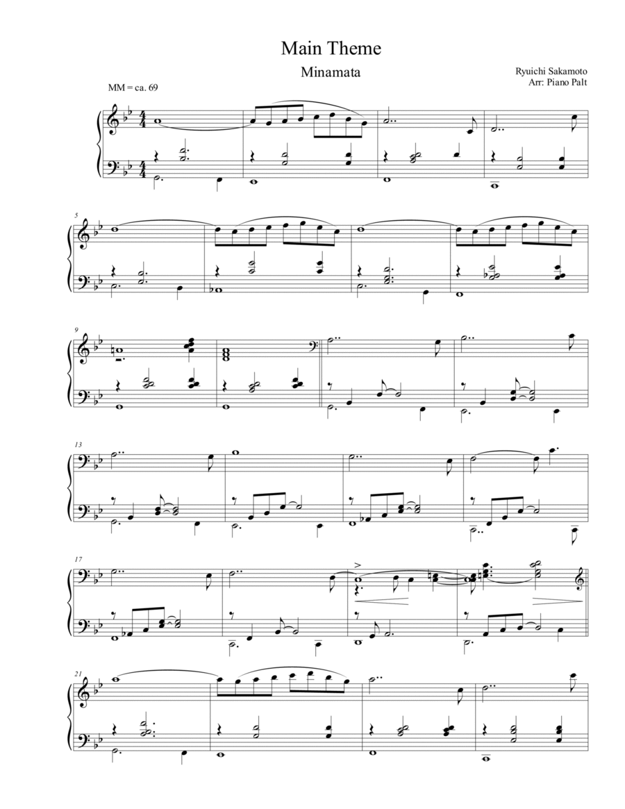 Minamata Piano Solo scores gallery preview page 1