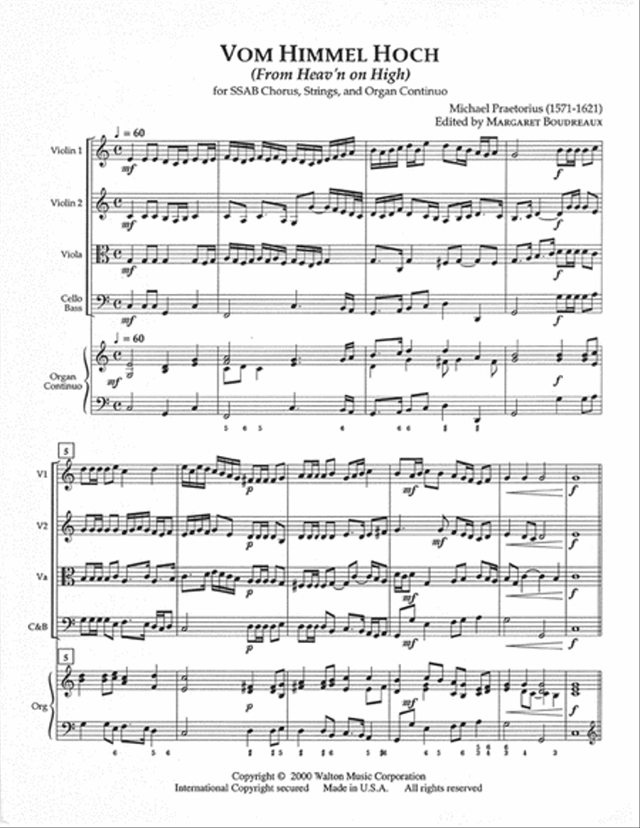 Vom Himmel Hoch (From Heav'n on High) (Full Score and Instrumental Parts) Choir scores gallery preview page 2