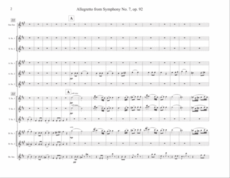 Allegretto from Symphony No. 7, op. 92 Woodwind Ensemble scores gallery preview page 2