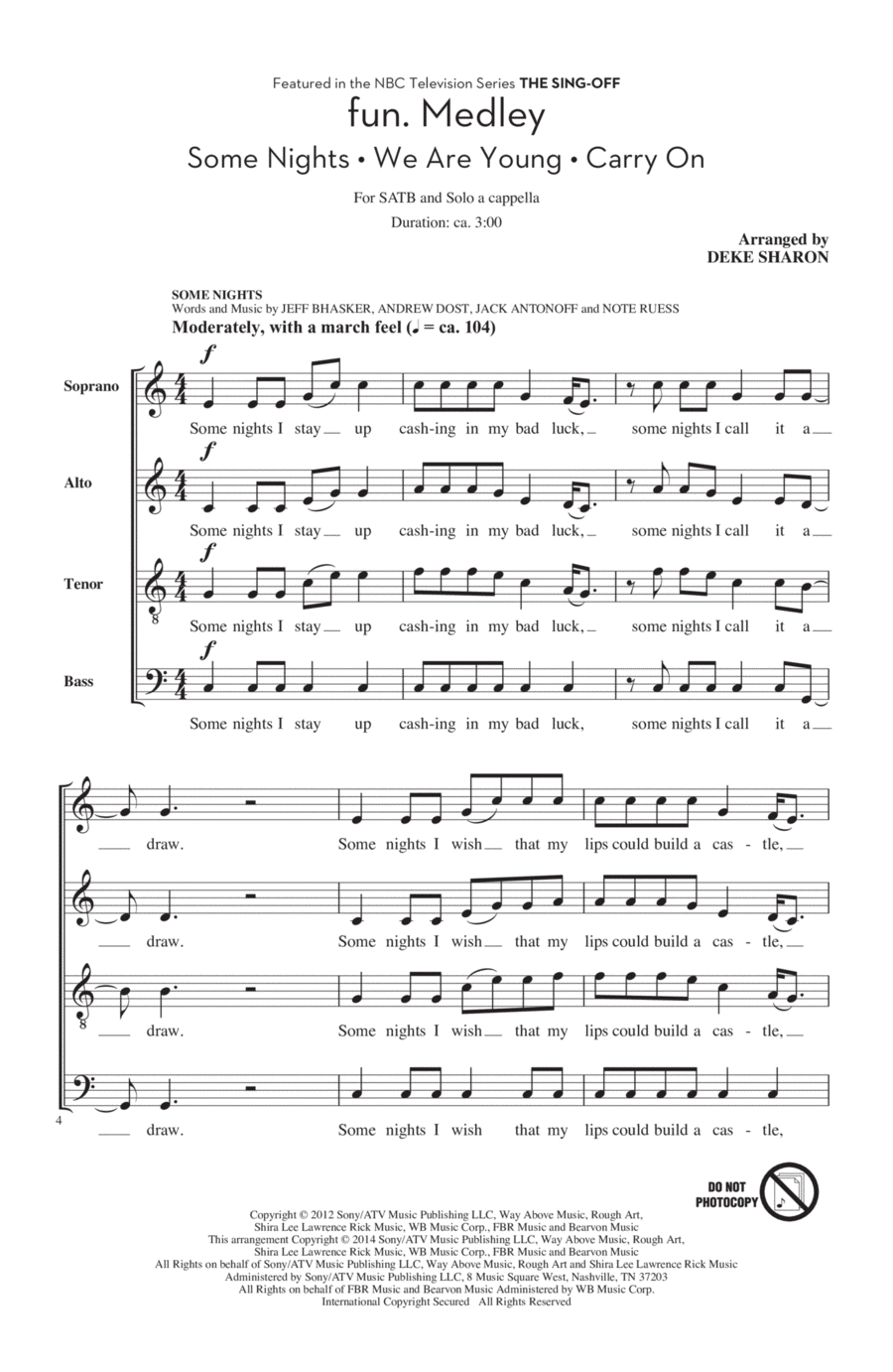 fun. Medley (from the Sing-Off) (arr. Deke Sharon) 4-Part scores gallery preview page 1