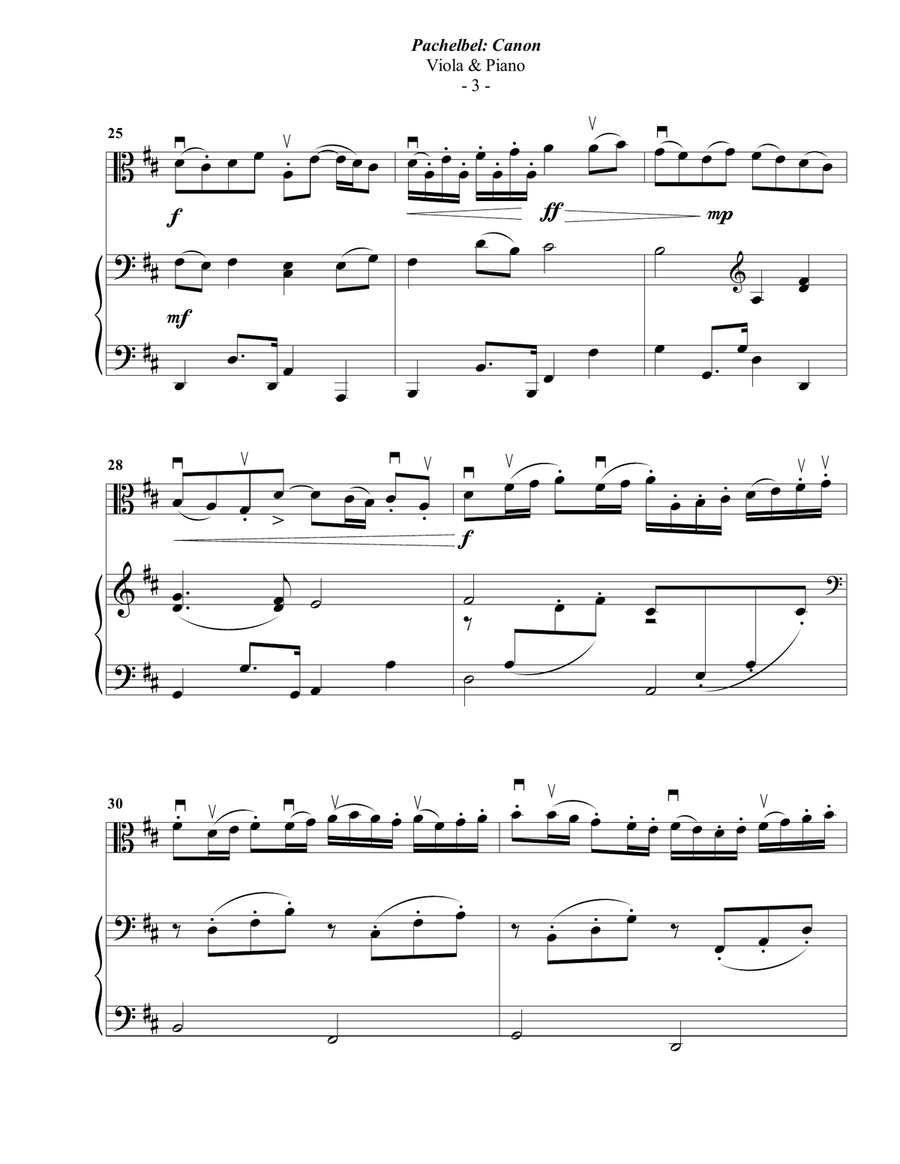 Pachelbel: Canon for Viola & Piano Viola scores gallery preview page 3