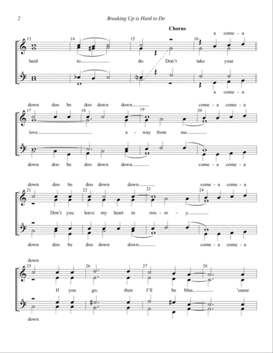 Breaking Up Is Hard To Do (arr. Tom Campbell) SSAA scores gallery preview page 2