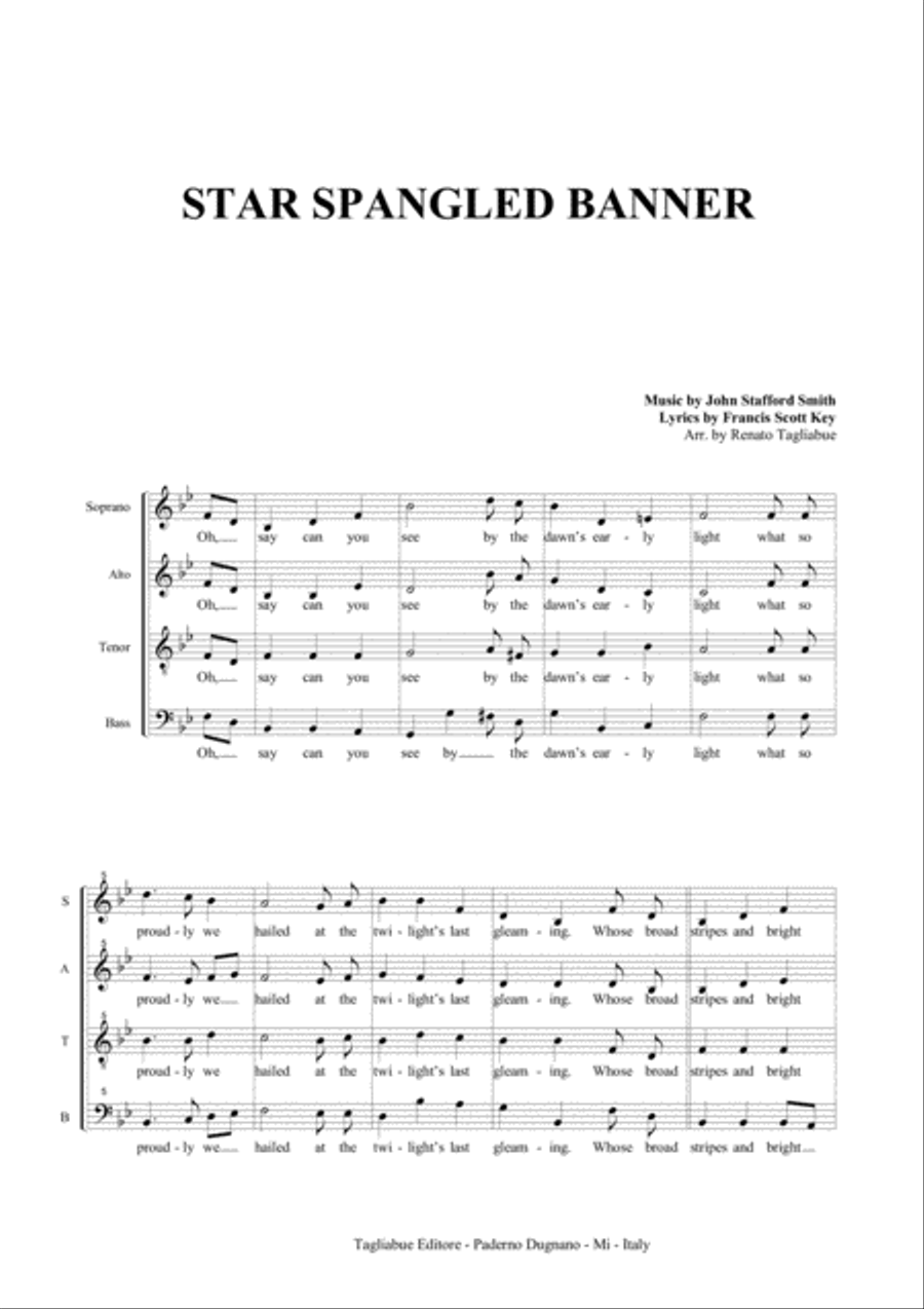 STAR SPANGLED BANNER - For SATB Choir image number null