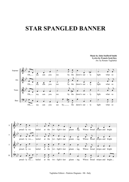 STAR SPANGLED BANNER - For SATB Choir image number null