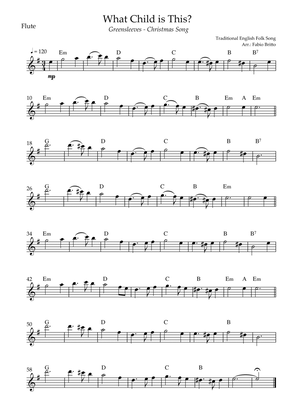 What Child is This? - Greensleeves (Christmas Song) for Flute Solo with Chords