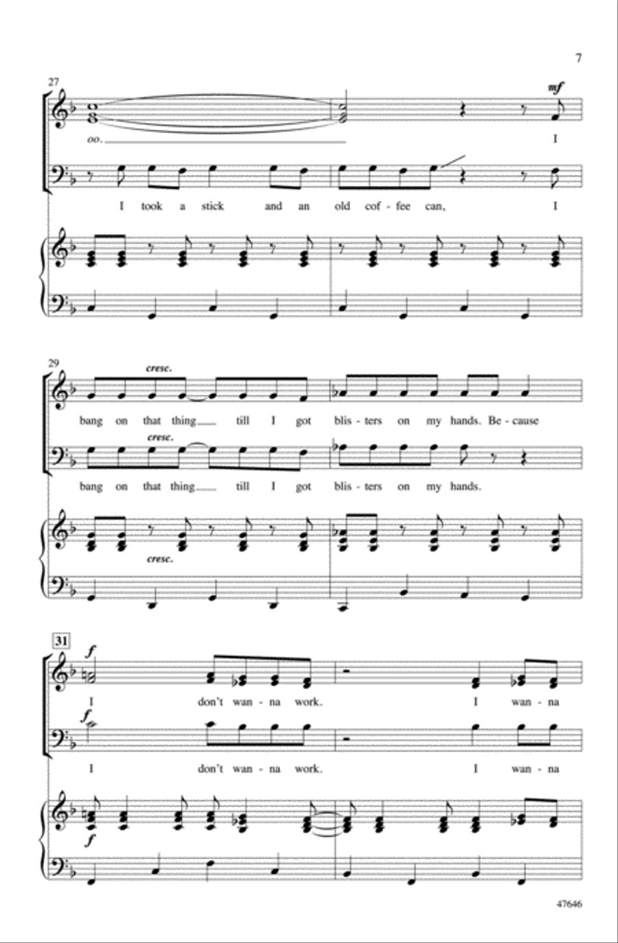 Bang the Drum All Day Choir scores gallery preview page 6