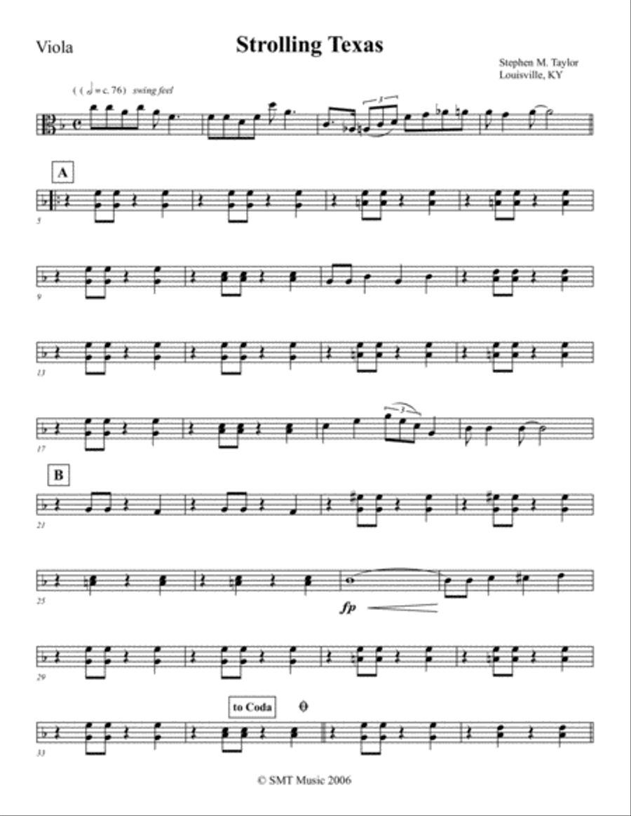 Strolling Texas (in the style of Bob Wills) for string quartet String Quartet scores gallery preview page 4