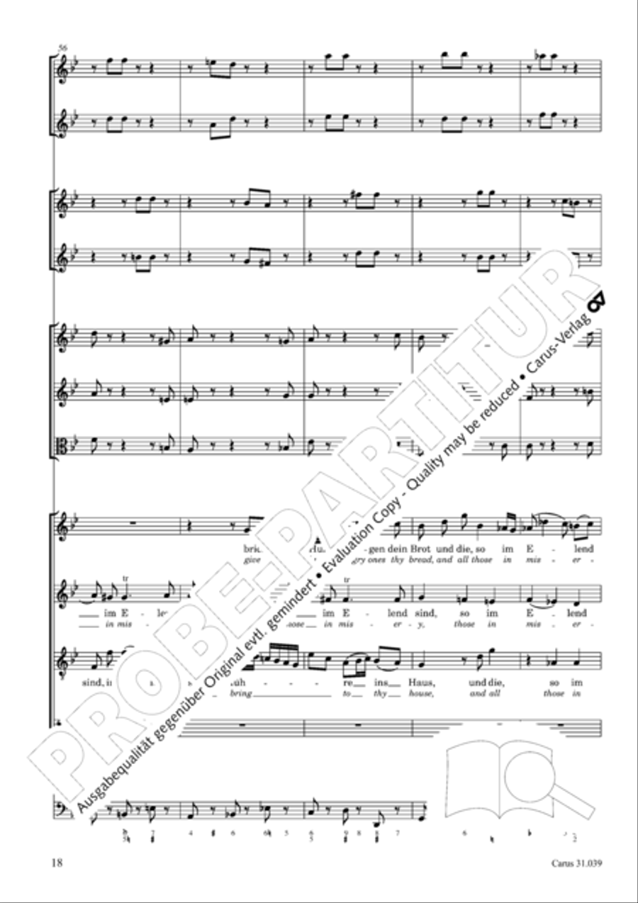 Give the hungry ones thy bread (Brich dem Hungrigen dein Brot) 4-Part scores gallery preview page 18