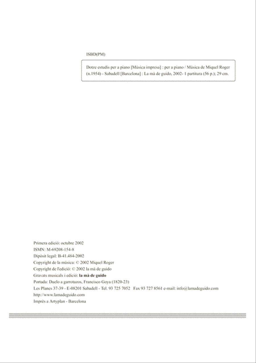 Dotze estudis per a piano Piano Solo scores gallery preview page 4