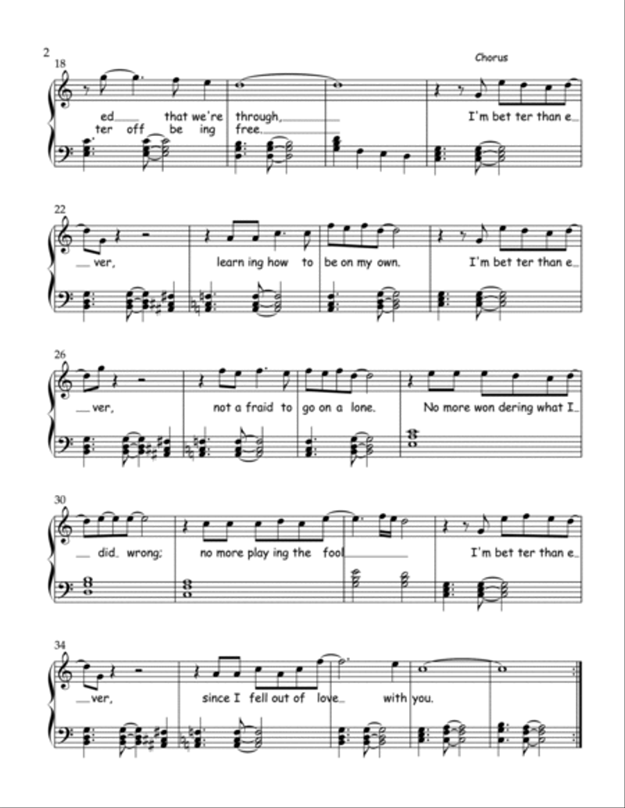 Better Than Ever - Sheet music for title song from the Reserved for You Collection Voice scores gallery preview page 3