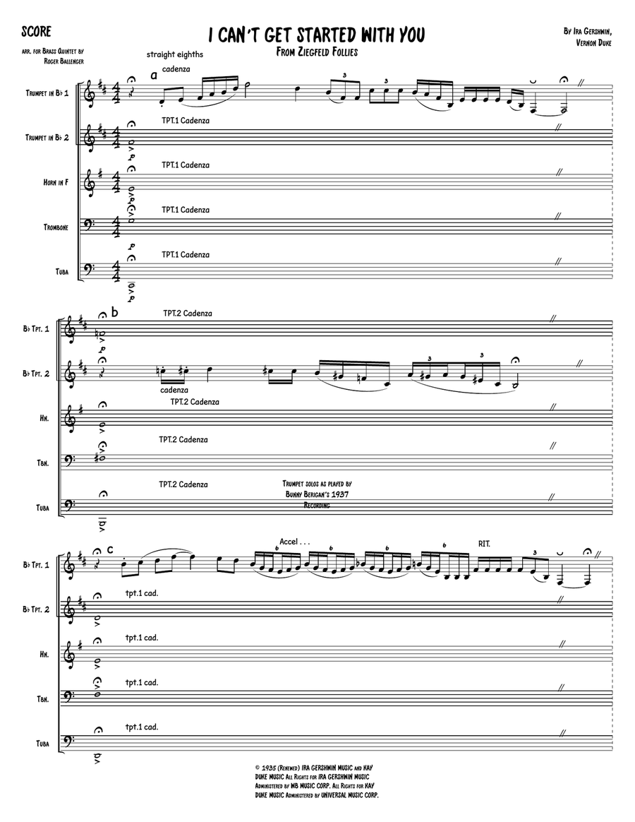 I Can't Get Started I Can't Get Started Brass Quintet scores gallery preview page 2
