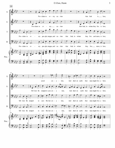 O Zion Haste for SATB Choir image number null