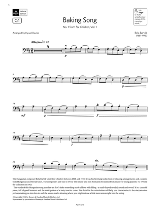 Baking Song (Grade 1, C1, from the ABRSM Cello Syllabus from 2024)
