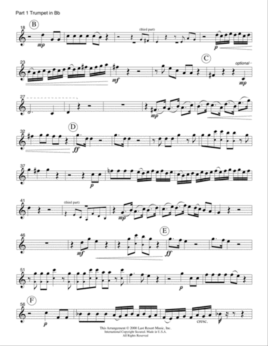 For Unto Us A Child Is Born from The Messiah for Brass Quartet (2 Trumpets, Trombone, Bass Trombone Small Ensemble scores gallery preview page 5