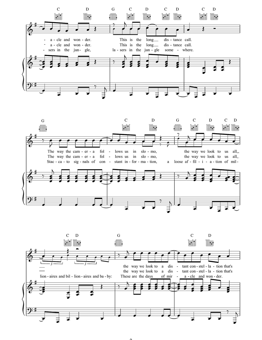 The Boy In The Bubble Piano, Vocal, Guitar scores gallery preview page 3