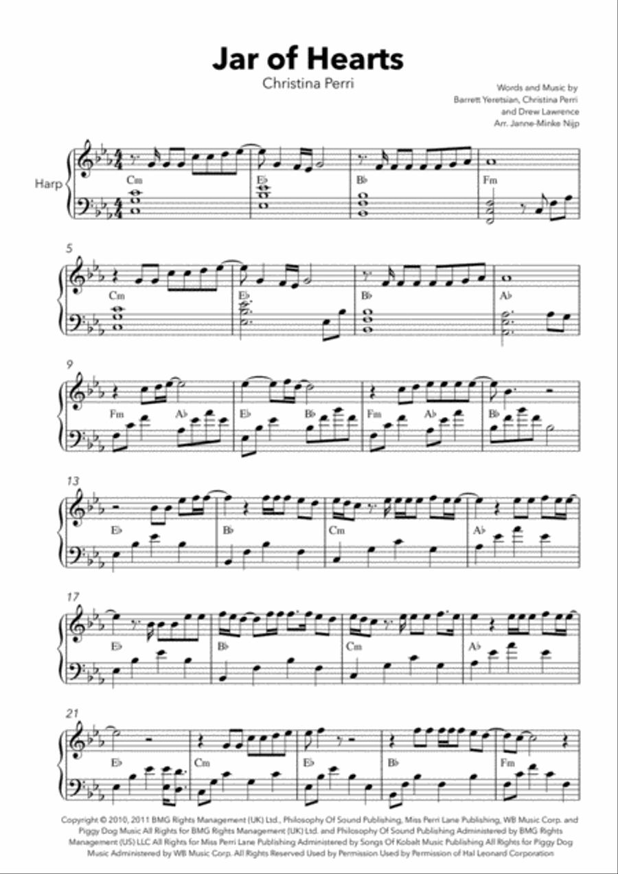Jar Of Hearts Harp scores gallery preview page 2