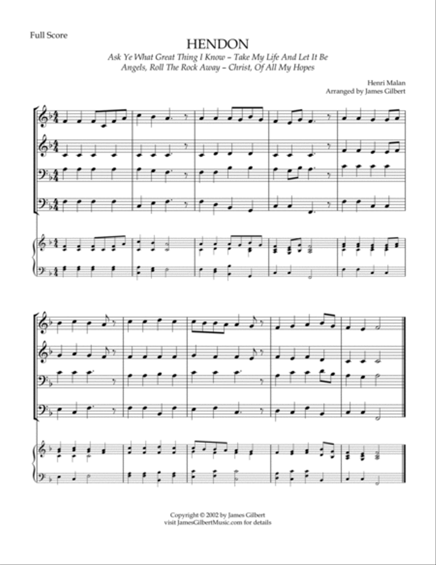 HENDON (Take My Life and Let it Be; Ask Ye What Great Things I Know) Small Ensemble scores gallery preview page 2