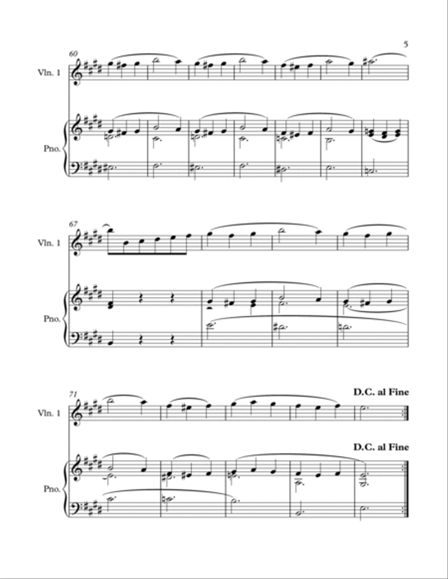 Minuet from String Quartet, Op 7 for Solo Violin image number null