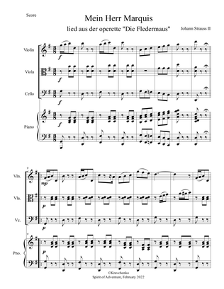 Johann Strauss II - Mein Herr Marquis (Adele's Laughing Song from Die Fledermaus) arr. for piano qua