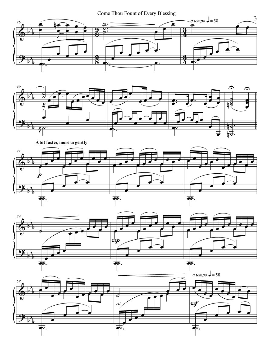 Come Thou Fount of Every Blessing Piano Solo scores gallery preview page 3