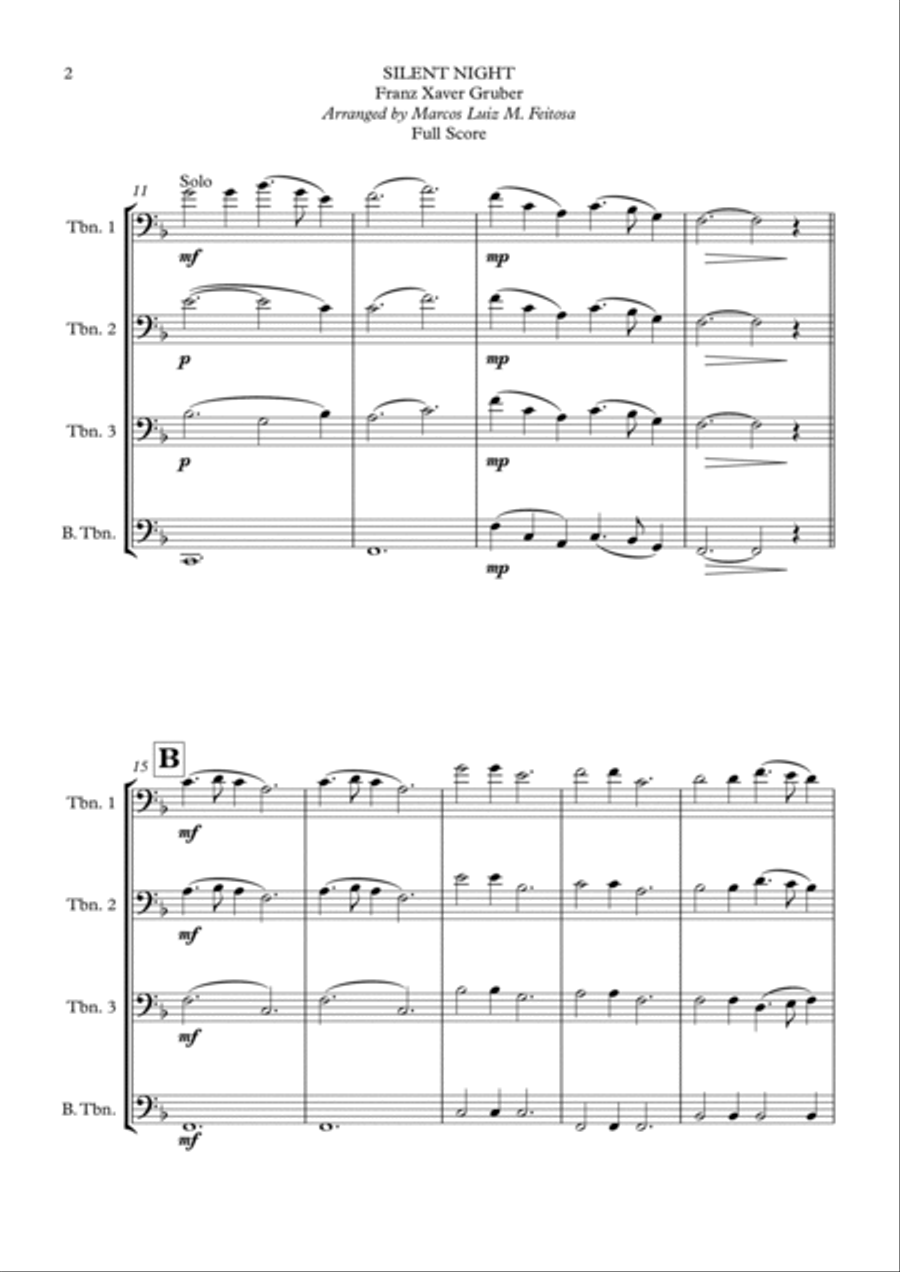 Silent Night - Trombone Quartet Trombone Quartet scores gallery preview page 4