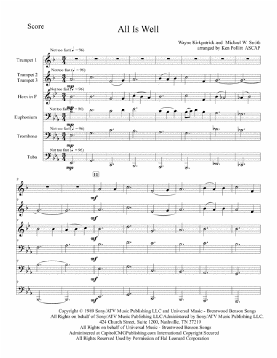 All Is Well Brass Ensemble scores gallery preview page 1